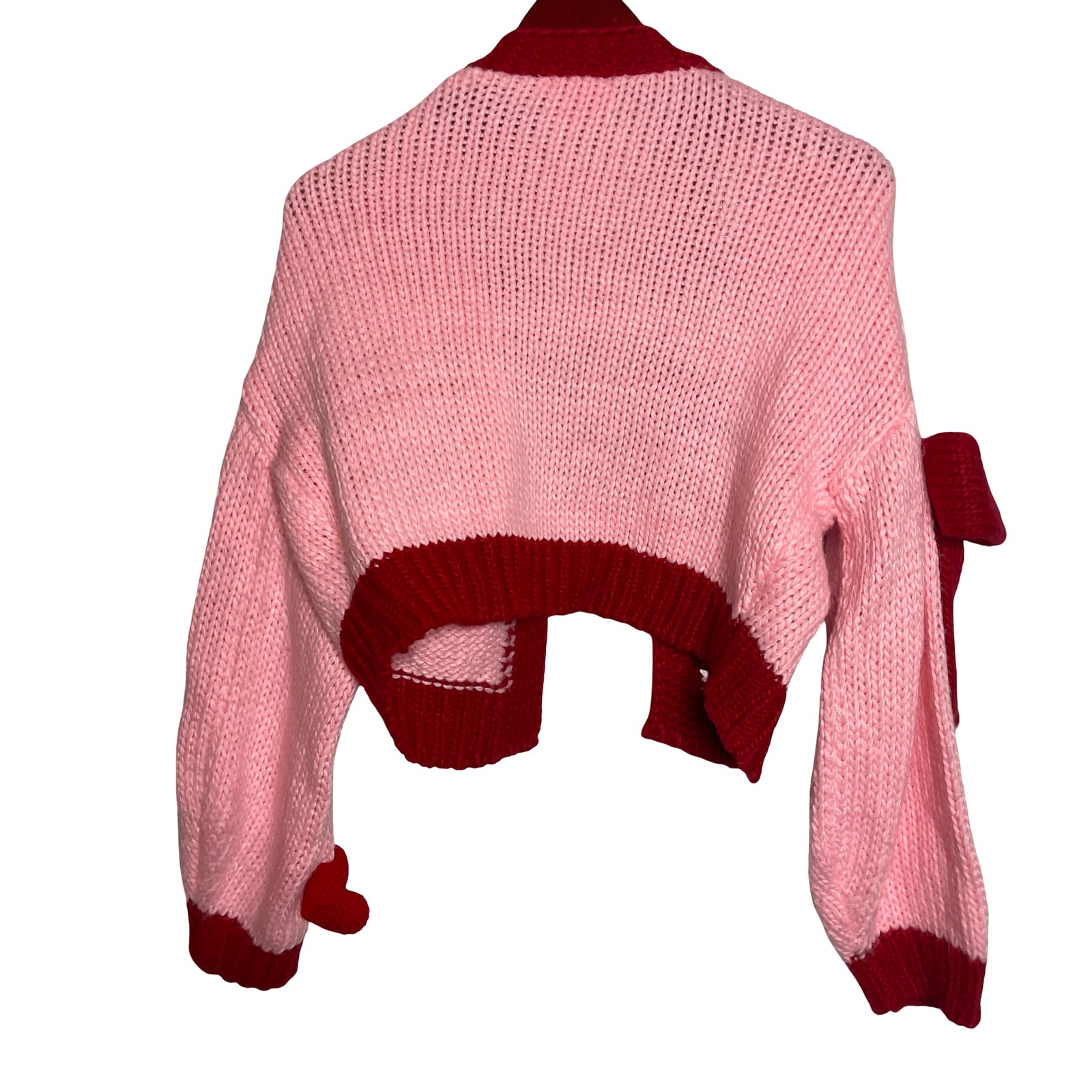 Mure + Grand Pink Red Follow Your Heart Puff Open Cardigan S/M — image 5 of 7